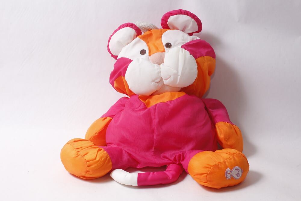 1987 Fisher-Price Wild Puffalump Tiger Plush Pink and Orange ~ 260914-WH 1327